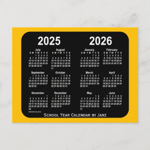 2025-2026 Gold Neon Mini Schulkalender von Janz Postkarte