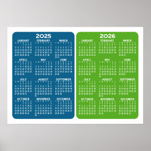 2025 2026 Kalender - Basic Minimal  2 Jahre Poster