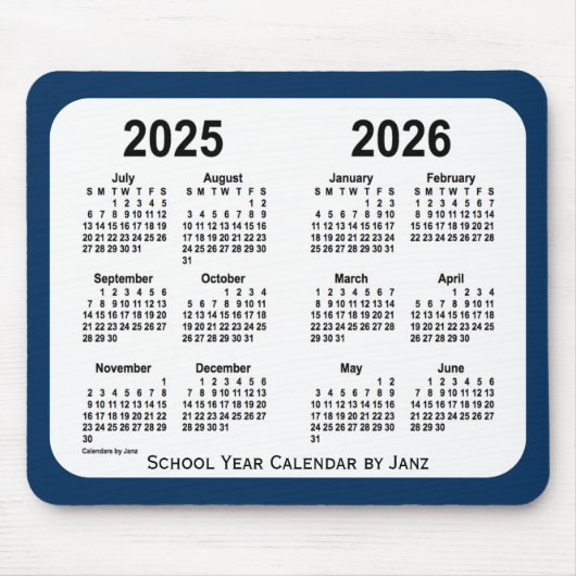 2025-2026 Police Box Blue School Calendar by Janz Mousepad (Vorne)