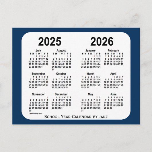 2025-2026 Police Box Blue School Calendar by Janz Postkarte (Vorderseite)