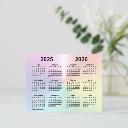 2025-2026 Rainbow Cloud Calendar by Janz Postkarte (Stehend Vorderseite)