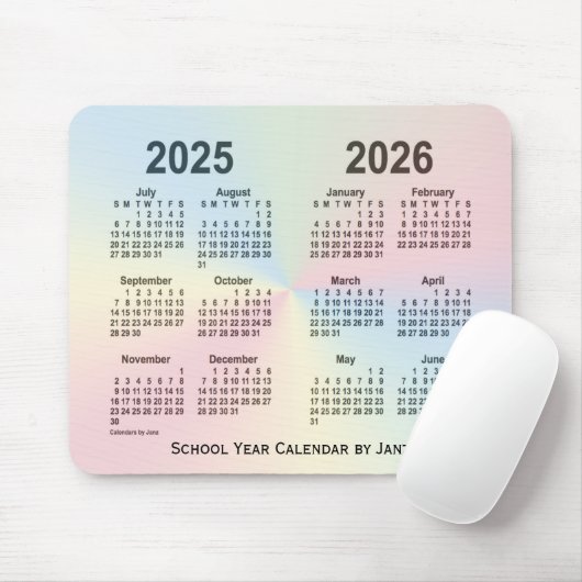 2025-2026 Rainbow Cloud School Calendar by Janz Mousepad (Mit Mouse)