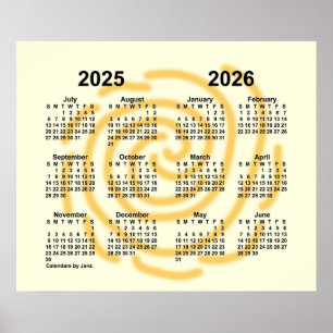 2025-2026 Schuljahreskalender für sonnige Tage von Poster