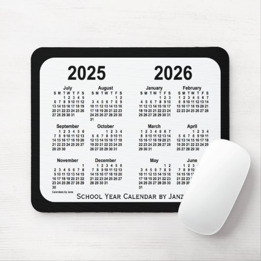 2025-2026 Schwarz-Weiß-Schulkalender von Janz Mousepad (Mit Mouse)