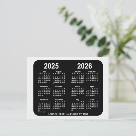 2025-2026 Smokey Neon School Year Calendar by Janz Postkarte (Stehend Vorderseite)