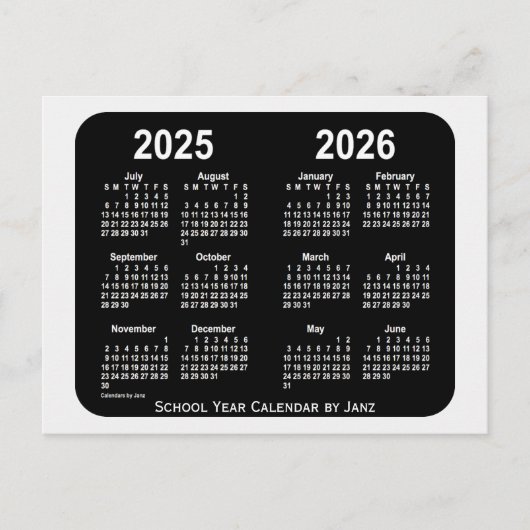 2025-2026 Smokey Neon School Year Calendar by Janz Postkarte (Vorderseite)