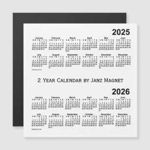 2025-2026 weißer 2-jähriger Kalender durch Janz Magnetkarte