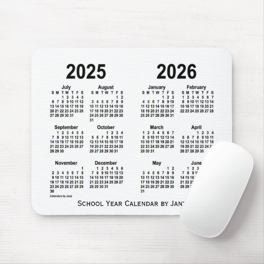 2025-2026 Weißer Schulkalender von Janz Mousepad (Mit Mouse)