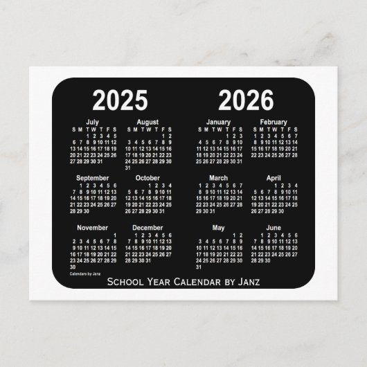 2025-2026 White Neon School Calendar von Janz Postkarte (Vorderseite)