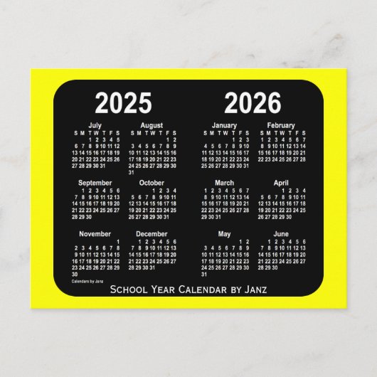 2025-2026 Yellow Neon School Calendar by Janz Postkarte (Vorderseite)