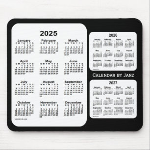 2025-2027 3-jähriger Schwarzweiss-Kalender durch Mousepad