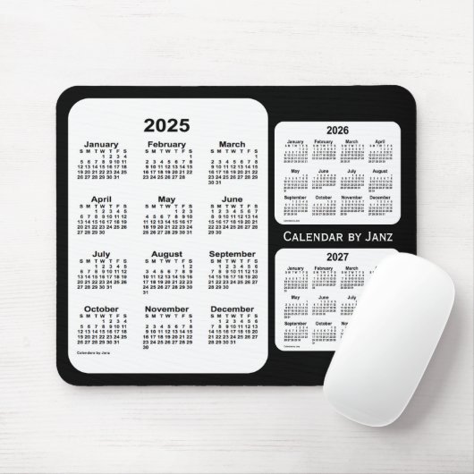 2025-2027 Schwarz-Weiß-Dreijahreskalender von Janz Mousepad (Mit Mouse)