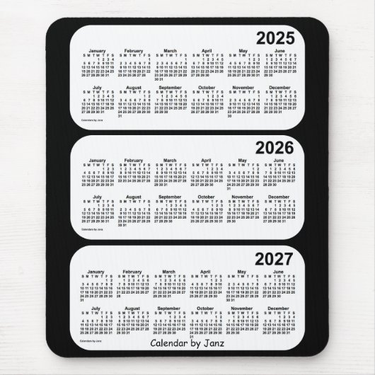 2025-2027 Schwarz-Weiß-Dreijahreskalender von Janz Mousepad (Vorne)
