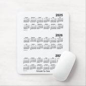 2025-2027 Weißer Dreijahreskalender von Janz Mousepad (Mit Mouse)