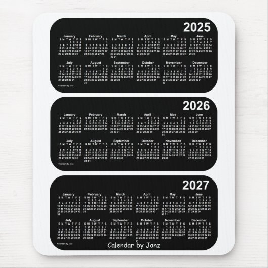 2025-2027 Weißer Neon 3-Jahres-Kalender von Janz Mousepad (Vorne)