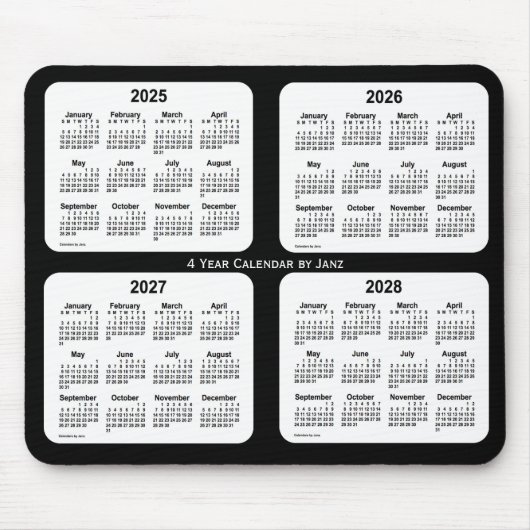 2025-2028 Schwarz-Weiß-Kalender von Janz Mousepad (Vorne)