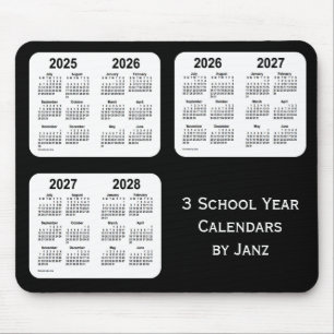 2025-2028 schwarze Neonschuljahr-Kalender durch Mousepad