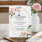 2025 Abitur Party Girly Blush Pink Bloral Einladung