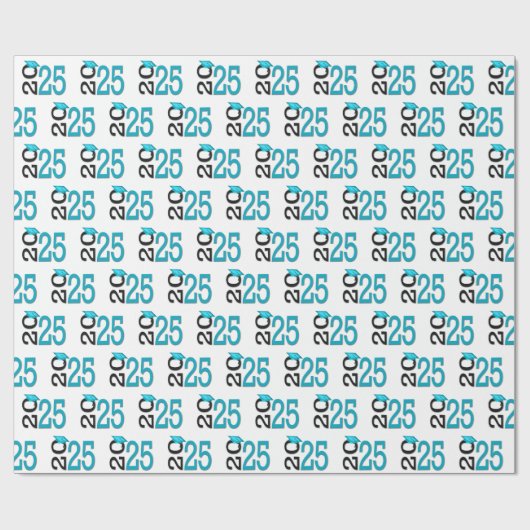 2025 Abschluss Aquamarin und schwarz Geschenkpapier (Flach)