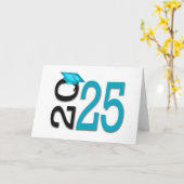 2025 Abschluss Aquamarin und schwarz Karte (Gelbe Blume)