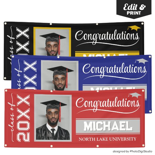 2025 Abschluss-Banner mit Name & Schule Banner