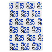 2025 Abschluss Blau und Schwarz Mittlere Geschenktüte (Rückseite)