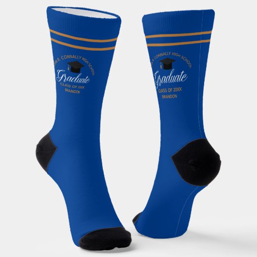 2025 Abschluss Blue Gold Custom High School Socken (Gewinkelt)