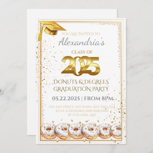 2025 Abschluss "Donuts and Degrees" Einladung (Vorne/Hinten)