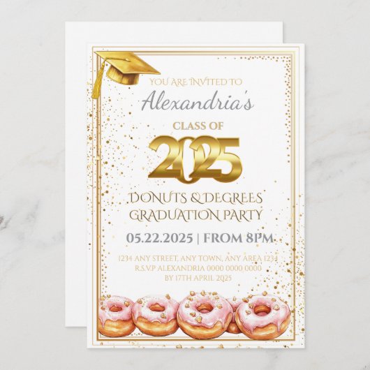 2025 Abschluss "Donuts and Degrees" Einladung (Vorne/Hinten)