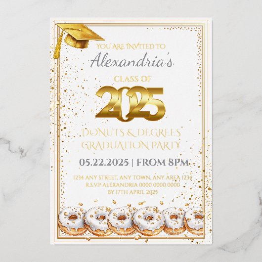 2025 Abschluss "Donuts and Degrees" Folieneinladung (Vorderseite)