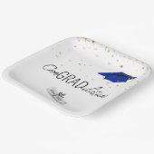 2025 Abschluss Gold Confetti und Blue Cap Pappteller (Gewinkelt)