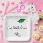 2025 Abschluss Gold Confetti und grüne Cap Pappteller (Party)