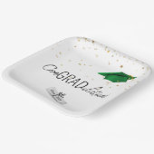 2025 Abschluss Gold Confetti und grüne Cap Pappteller (Gewinkelt)