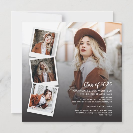 2025 Abschluss Grad Fotos Open House Custom Magneteinladung (Vorderseite)