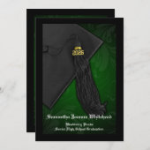 2025 Abschluss "Green and Black Tassel Charm" Einladung (Vorne/Hinten)