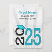 2025 Abschluss in Aquamarin- und Schwarzwurzel-Far Einladung (Vorderseite)