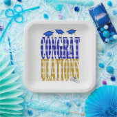 2025 Abschluss in den Farben der Blue und Gold Sch Pappteller (Party)