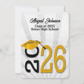 2025 Abschluss in den Farben Gold und Schwarz der Einladung (Vorderseite)