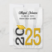 2025 Abschluss in den Farben Gold und Schwarz der  Einladung (Vorderseite)