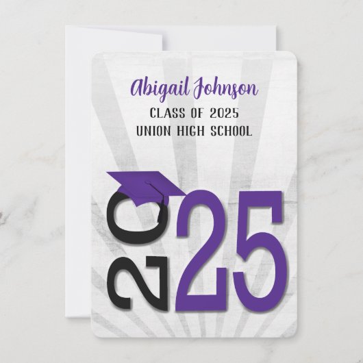 2025 Abschluss in Lila- und Schwarzwurzel-Farben Einladung (Vorderseite)
