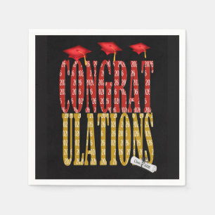 2025 Abschluss in Rot- und Goldschulfarben Serviette