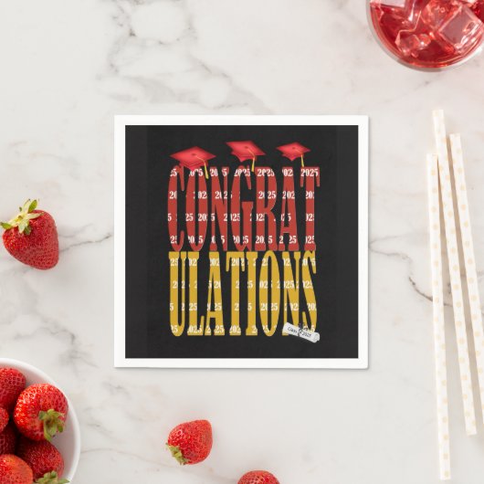 2025 Abschluss in Rot- und Goldschulfarben Serviette (Beispiel)