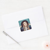 2025 Abschluss Minimalistisches Weißes Foto Quadratischer Aufkleber (Umschlag)