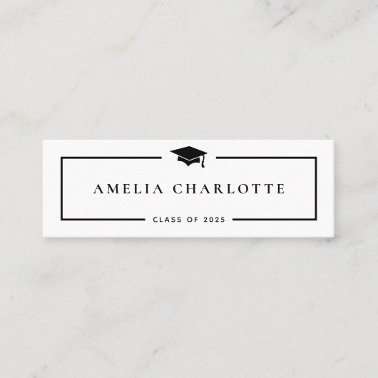 2025 Abschluss-Namenskarte - Moderne Minimalistisc Telefonnummerkarte (Vorderseite)