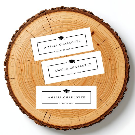 2025 Abschluss-Namenskarte - Moderne Minimalistisc Telefonnummerkarte