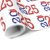 2025 Abschluss rot und blau Geschenkpapier (Rolleneckpunkt)