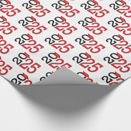 2025 Abschluss rot und schwarz Geschenkpapier (Ecke)