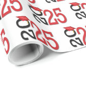 2025 Abschluss rot und schwarz Geschenkpapier (Rolleneckpunkt)