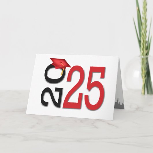 2025 Abschluss Rote und Schwarze Schulfarben Karte (Vorderseite)