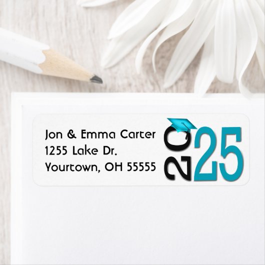 2025 Abschluss Schwarz und Aquamarin School Colors (Insitu)